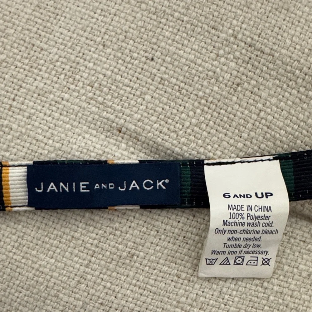 Janie and Jack Green, Gold, and Black Striped Bow Tie